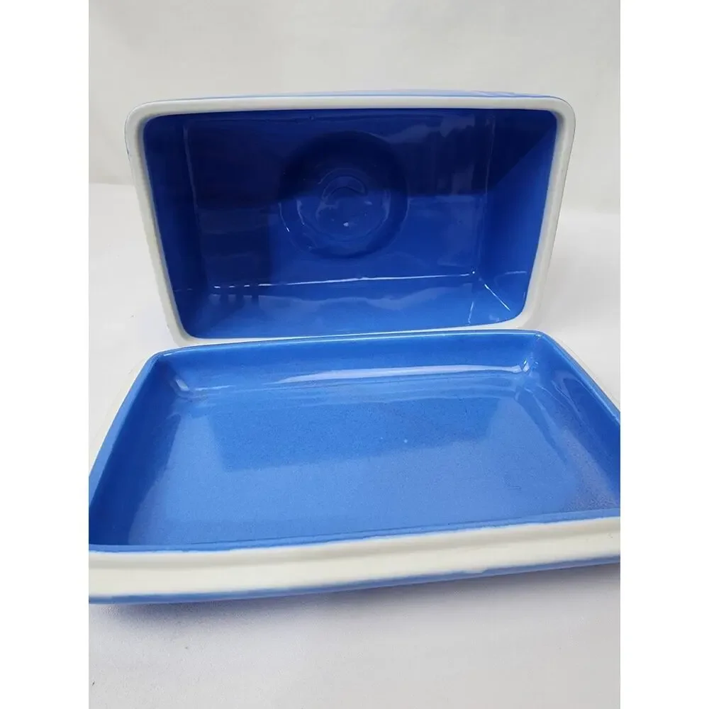 Westinghouse Hall Covered Lg Wide Butter Dish fits 1lb Cornflower Blue Art Deco - Picture 3 of 9